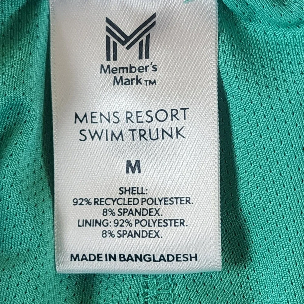 Member's Mark Mens M Resort Swim Trunk Black Green Dinosaur Print Board Shorts